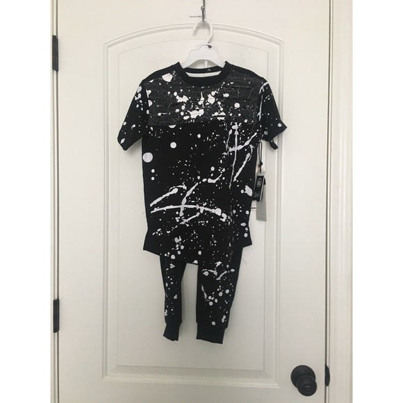 Encrypted 2-Piece Paint Splatter Jogger Pants & Shirt Set Boys Size 5 Me…